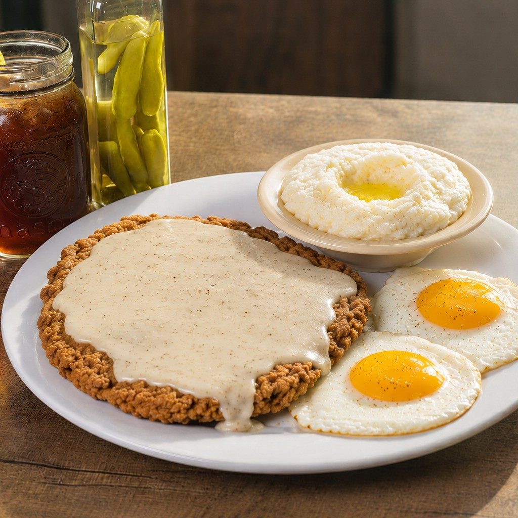 Country Fried Steak & Eggs.